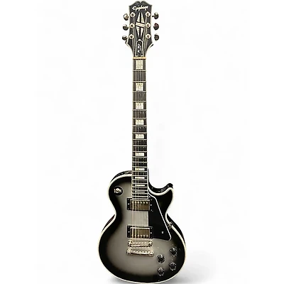 Used Epiphone Les Paul Custom Black and Silver Solid Body Electric Guitar