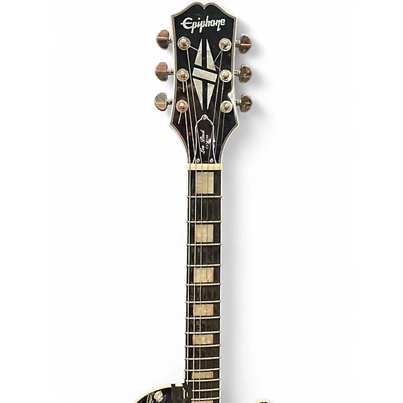 Used Epiphone Les Paul Custom Black and Silver Solid Body Electric Guitar