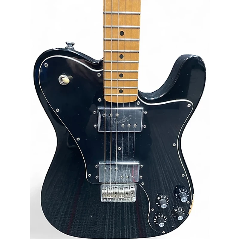 Used Fender Deluxe Telecaster Black Solid Body Electric Guitar