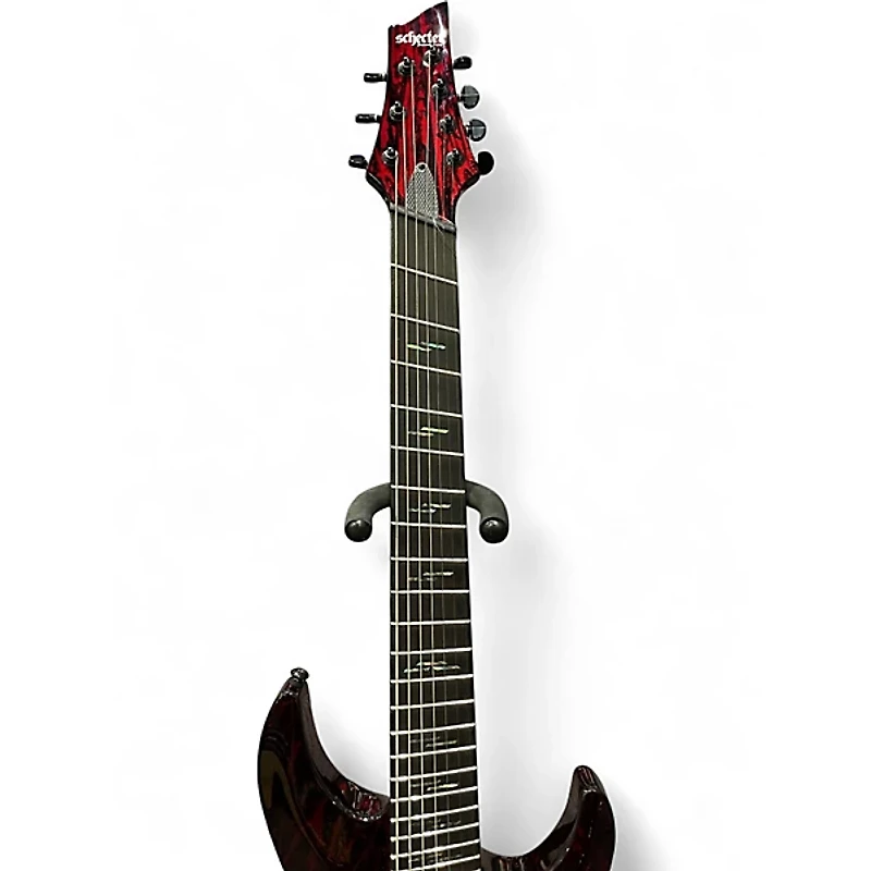 Used Schecter Guitar Research C7 Silver Mountain Blood Moon Solid Body Electric Guitar