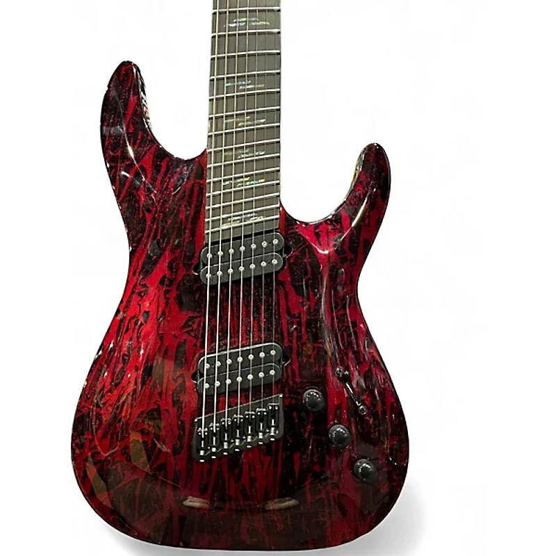 Used Schecter Guitar Research C7 Silver Mountain Blood Moon Solid Body Electric Guitar