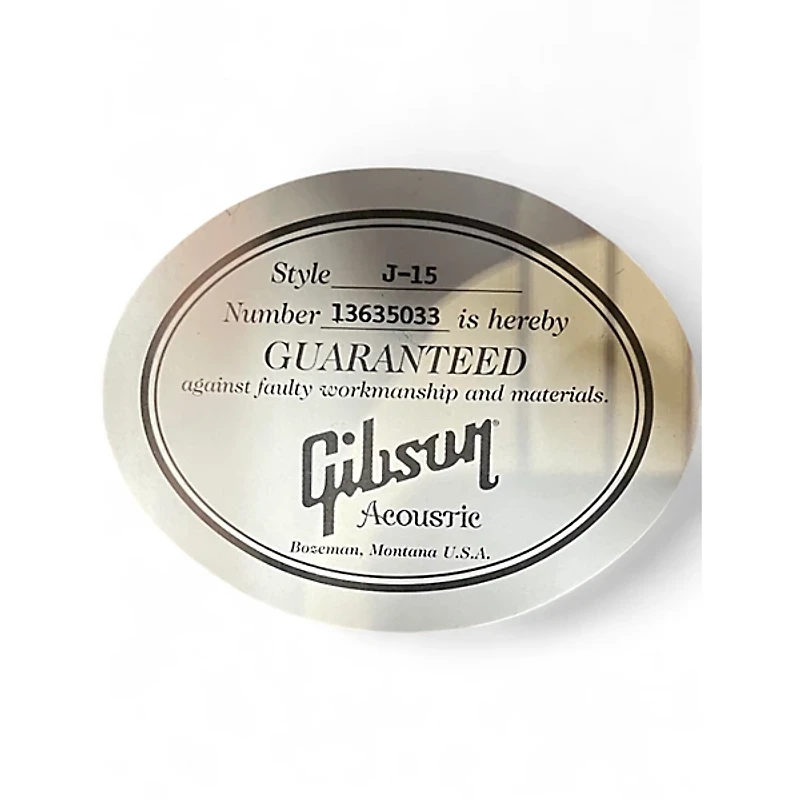 Used Gibson J15 Natural Acoustic Electric Guitar