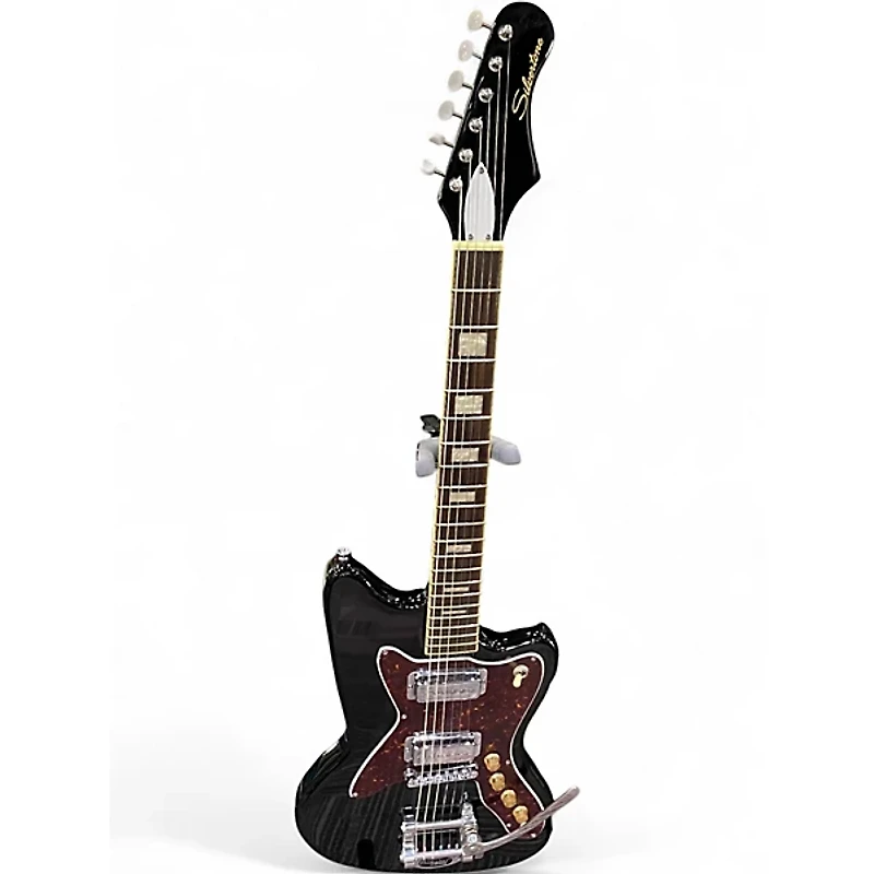 Used Silvertone 1478 Black Solid Body Electric Guitar