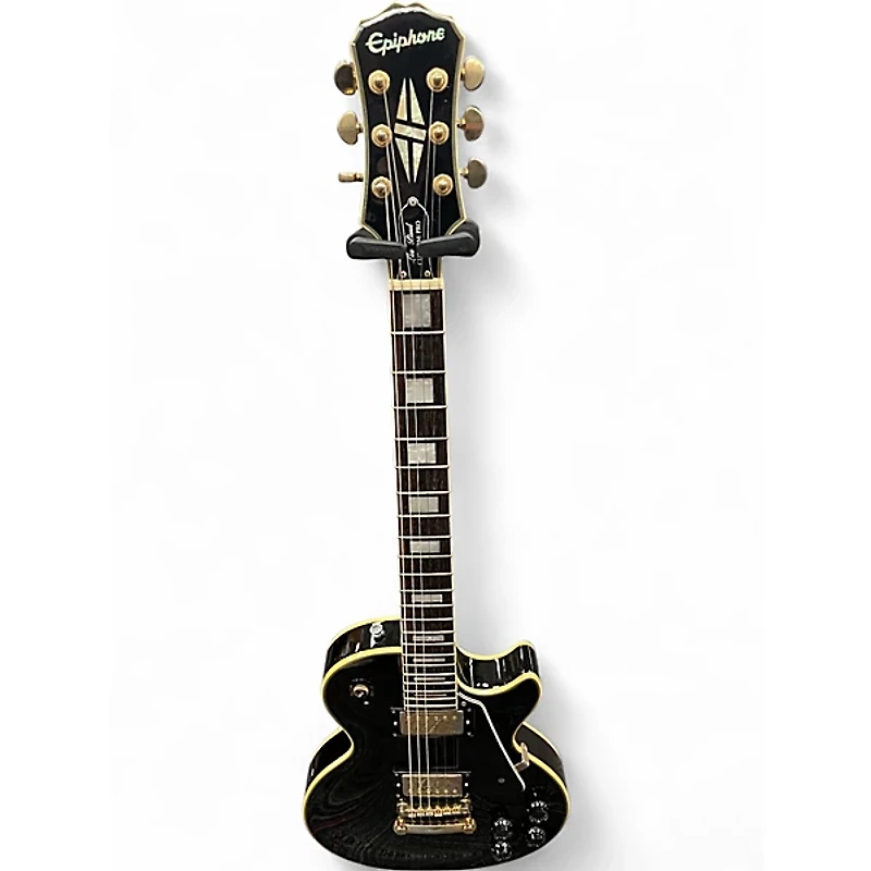 Used Epiphone Les Paul Custom Pro Black and Gold Solid Body Electric Guitar