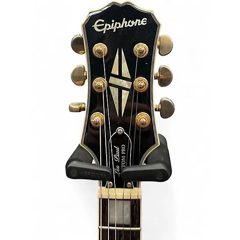 Used Epiphone Les Paul Custom Pro Black and Gold Solid Body Electric Guitar