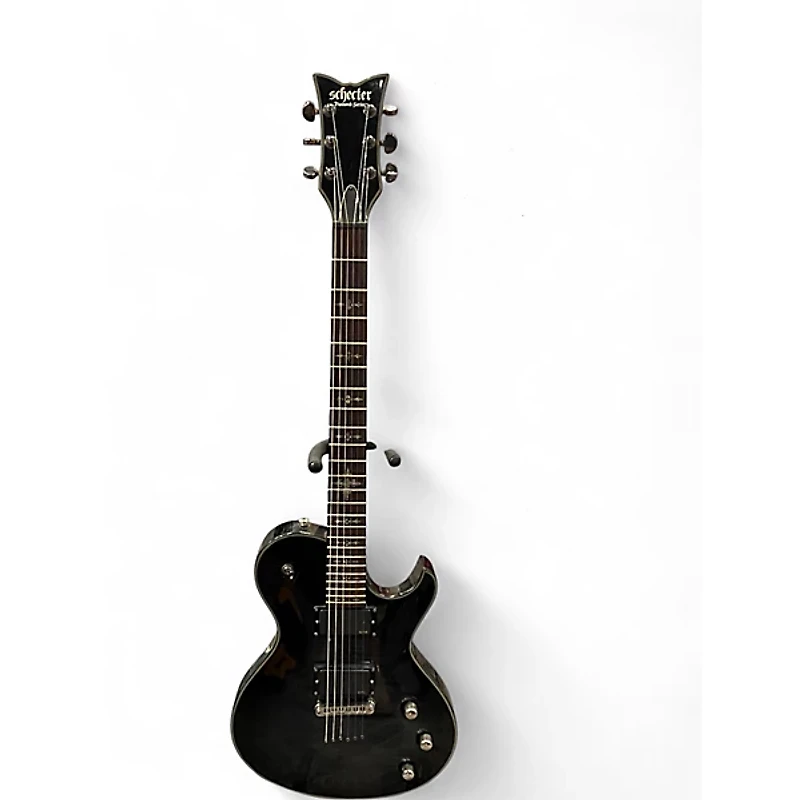 Used Schecter Guitar Research Damien Elite Solo Black Solid Body Electric Guitar