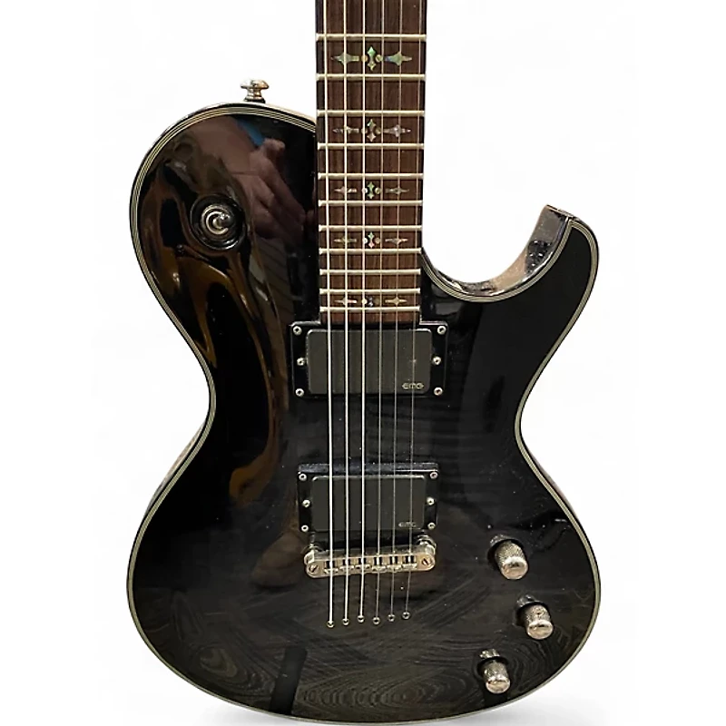 Used Schecter Guitar Research Damien Elite Solo Black Solid Body Electric Guitar