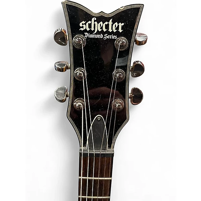 Used Schecter Guitar Research Damien Elite Solo Black Solid Body Electric Guitar