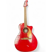 Used Fender Newporter Player Candy Apple Red Acoustic Electric Guitar