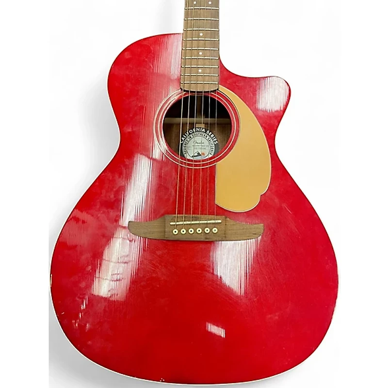Used Fender Newporter Player Candy Apple Red Acoustic Electric Guitar