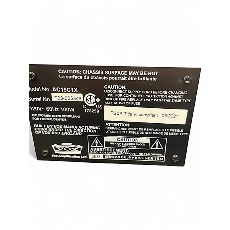 Used VOX AC15C1X 15W 1x12 Tube Guitar Combo Amp