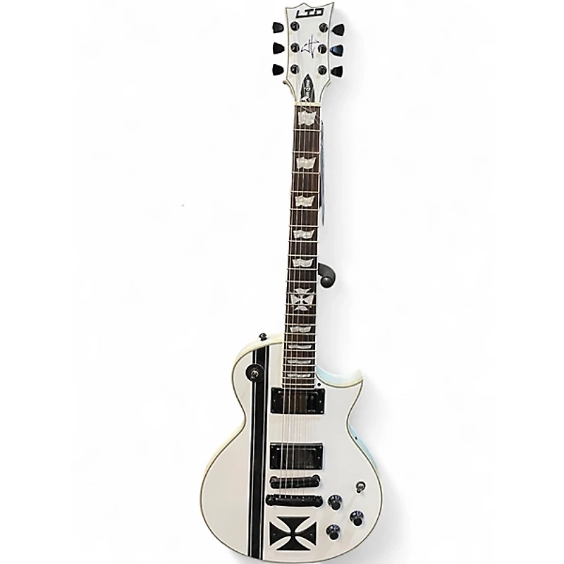 Used ESP LTD James Hetfield Signature Iron Cross Snow White Solid Body Electric Guitar