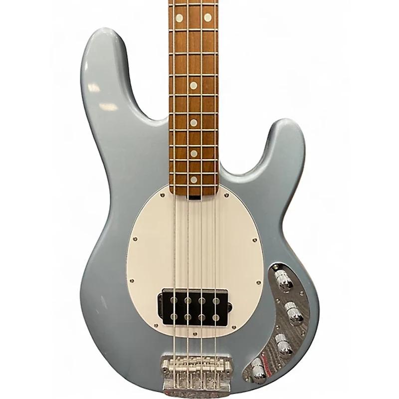 Used Sterling by Music Man Ray34 Firemist Silver Electric Bass Guitar