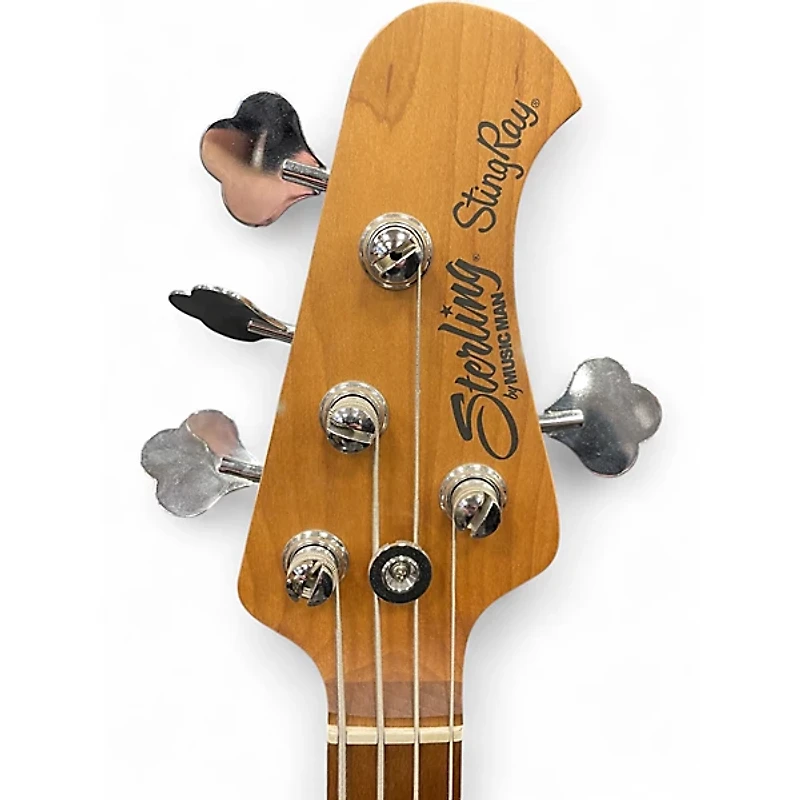 Used Sterling by Music Man Ray34 Firemist Silver Electric Bass Guitar