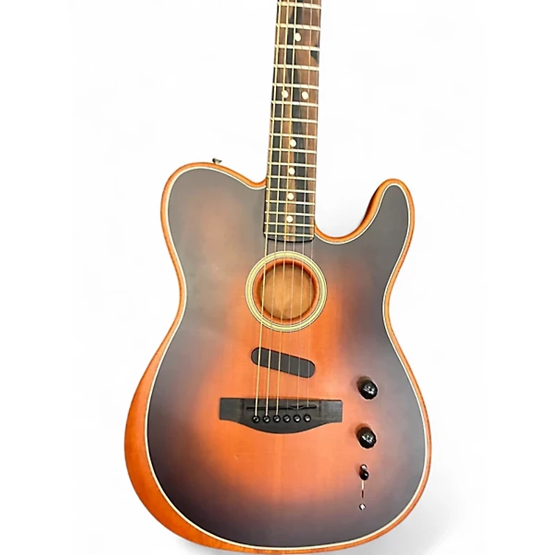 Used Fender American Acoustasonic Telecaster Sunburst Acoustic Electric Guitar