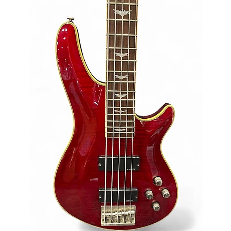 Used Schecter OMEN EXTREAME 5 RED Electric Bass Guitar