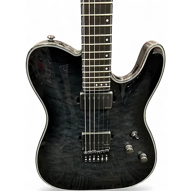 Used Schecter Guitar Research Hellraiser C1 Hybrid Trans Black Solid Body Electric Guitar