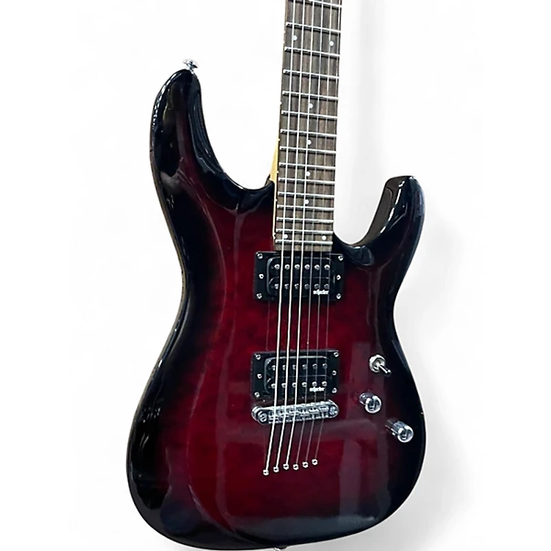 Used Schecter Guitar Research c6 plus Trans Crimson Red Solid Body Electric Guitar