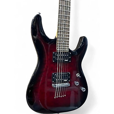 Used Schecter Guitar Research c6 plus Trans Crimson Red Solid Body Electric Guitar