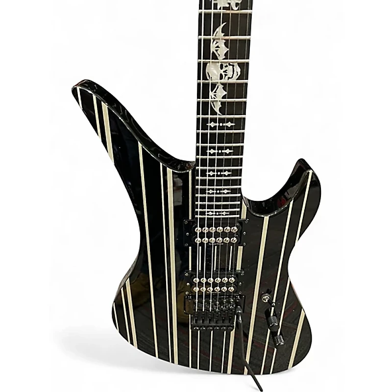 Used Schecter Guitar Research Synyster Gates Signature Custom Black and Silver Solid Body Electric Guitar