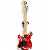 Used EVH Striped Series Frankie Red with Black and White Stripes Solid Body Electric Guitar