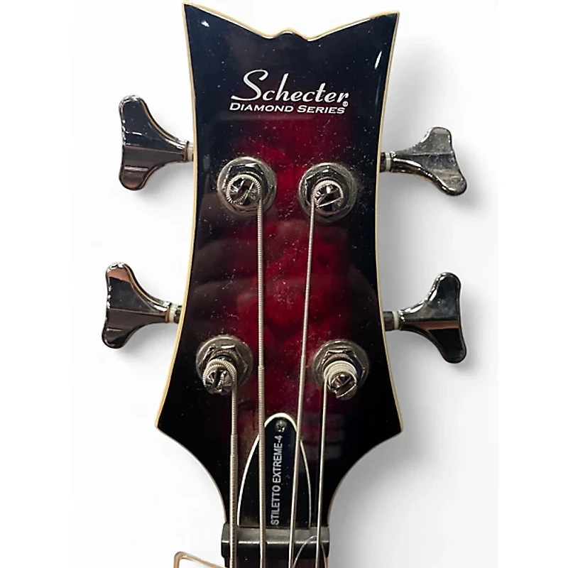 Used Schecter Guitar Research Stiletto Elite 4 String Red Electric Bass Guitar