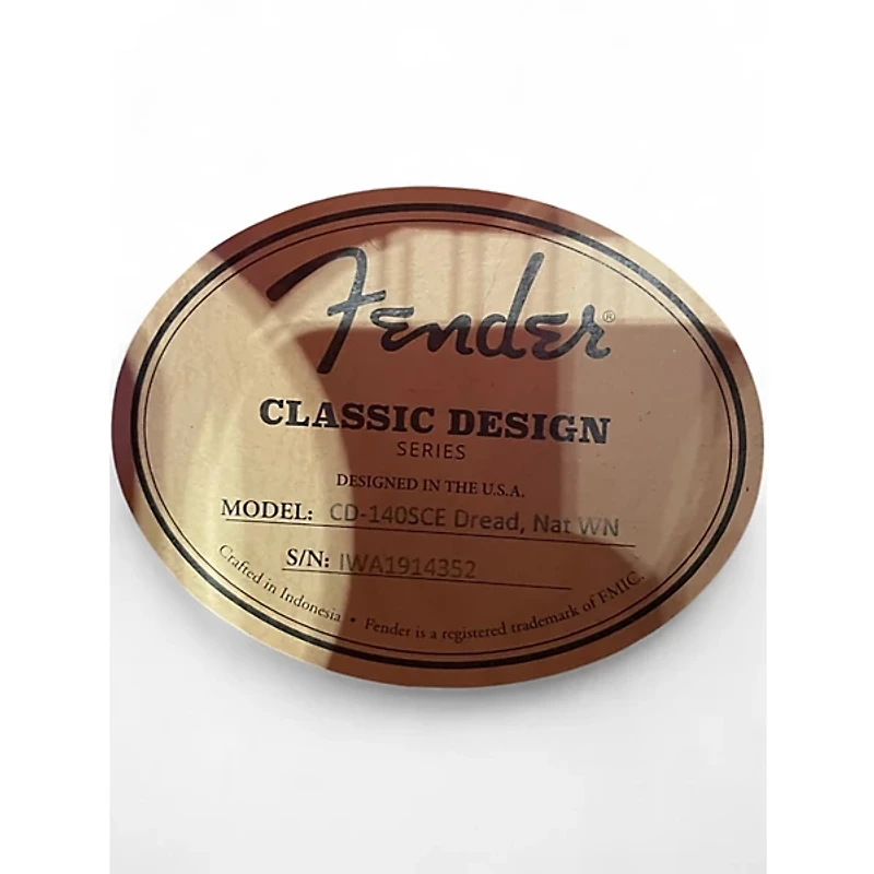 Used Fender CD140SCE Natural Acoustic Electric Guitar