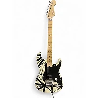 Used EVH Striped Series White with Black Stripes Solid Body Electric Guitar