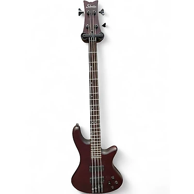 Used Schecter Guitar Research Stiletto Custom 4 String Trans Red Electric Bass Guitar