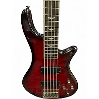 Used Schecter Guitar Research Stiletto Extreme 5 String Crimson Red Trans Electric Bass Guitar