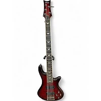 Used Schecter Guitar Research Stiletto Extreme 5 String Crimson Red Trans Electric Bass Guitar