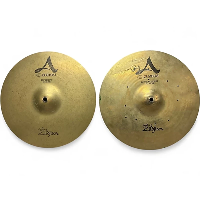 Used Zildjian 14in A Custom Hi Hat Pair Cymbal