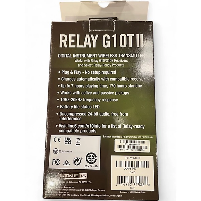 Used Line 6 RELAY G10TII Instrument Wireless System