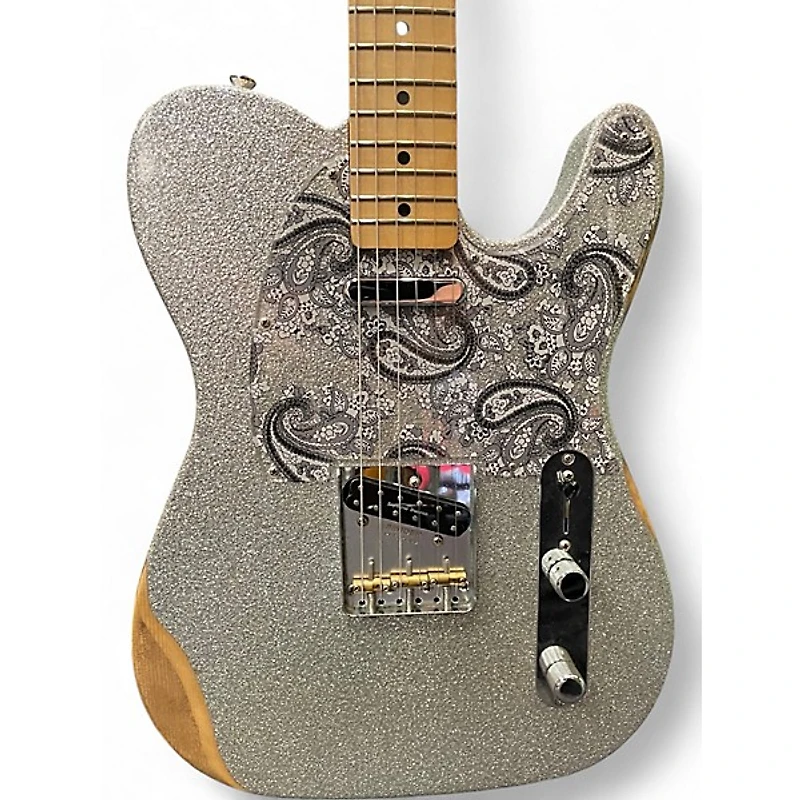 Used Fender Brad Paisley Road Worn Telecaster Silver Sparkle Solid Body Electric Guitar