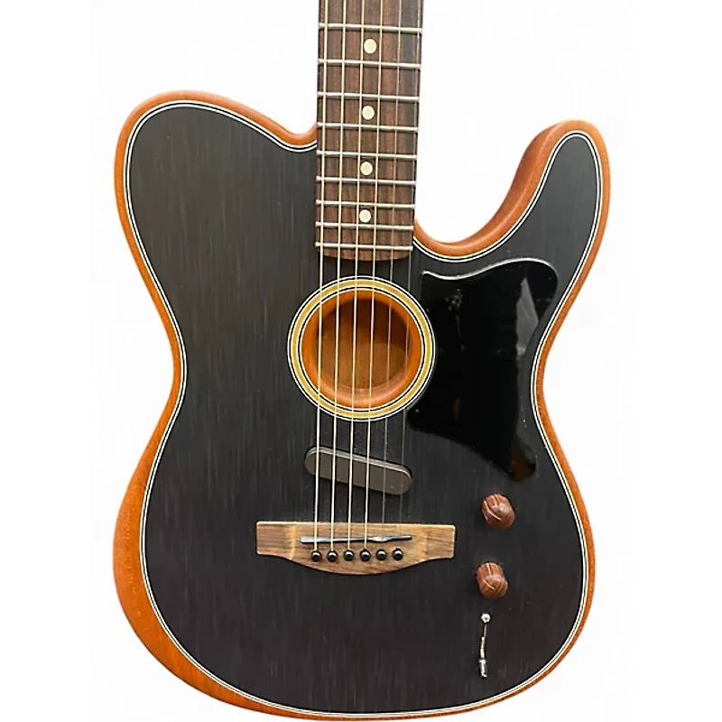 Used Fender Acoustasonic Player Telecaster Brushed Black Acoustic Electric Guitar
