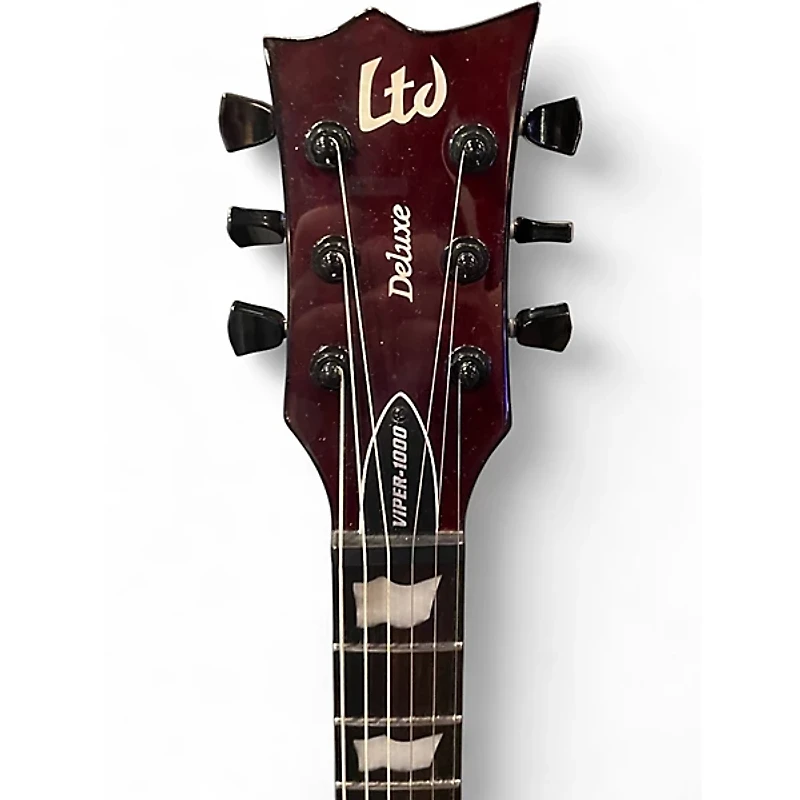 Used ESP LTD Viper 1000 Deluxe Satin Red Solid Body Electric Guitar