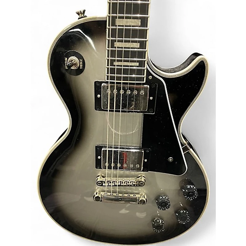 Used Epiphone Les Paul Custom Black and Silver Solid Body Electric Guitar