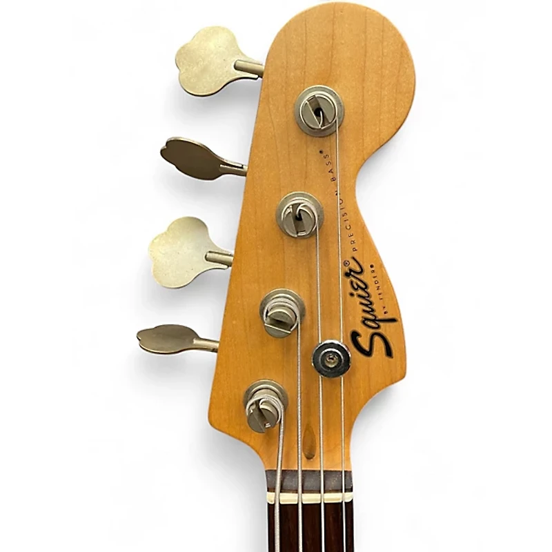 Used Squier Precision Bass Black and White Electric Bass Guitar