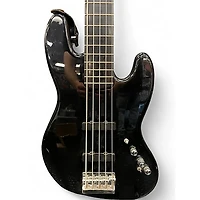 Used Squier Deluxe Jazz Bass Active V 5 String Black Electric Bass Guitar