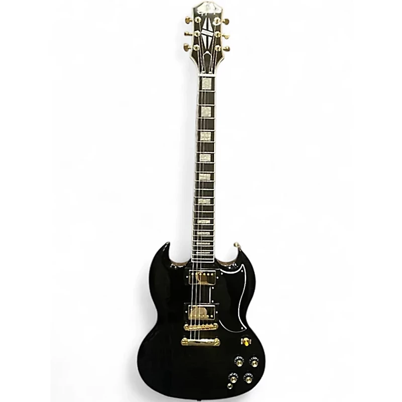 Used Epiphone SG Custom Black and Gold Solid Body Electric Guitar