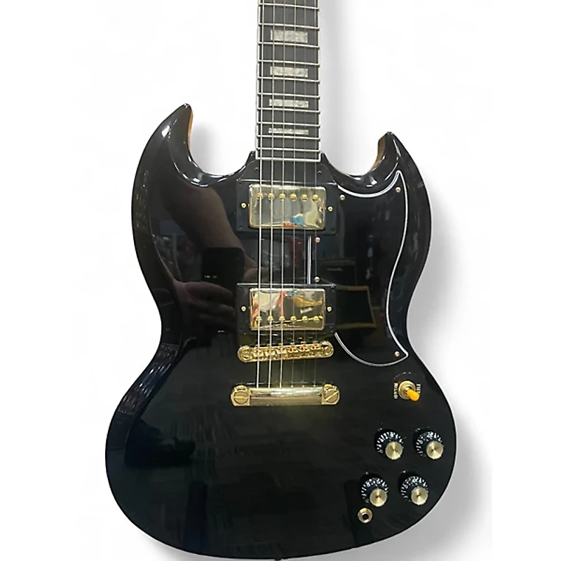 Used Epiphone SG Custom Black and Gold Solid Body Electric Guitar