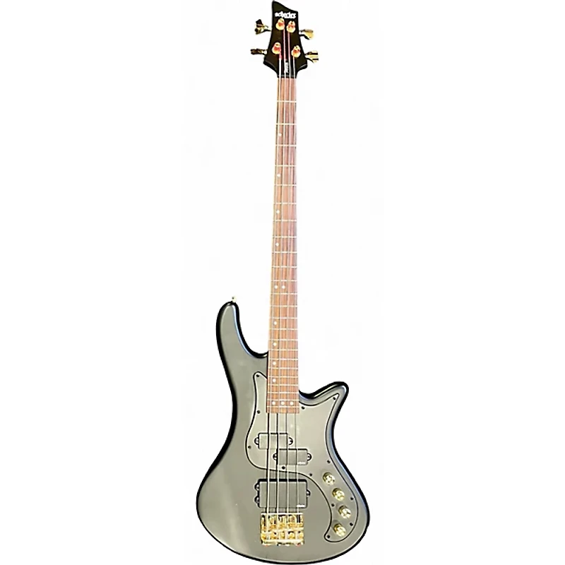 Used Schecter Guitar Research Stiletto Stealth- Satin Black Electric Bass Guitar