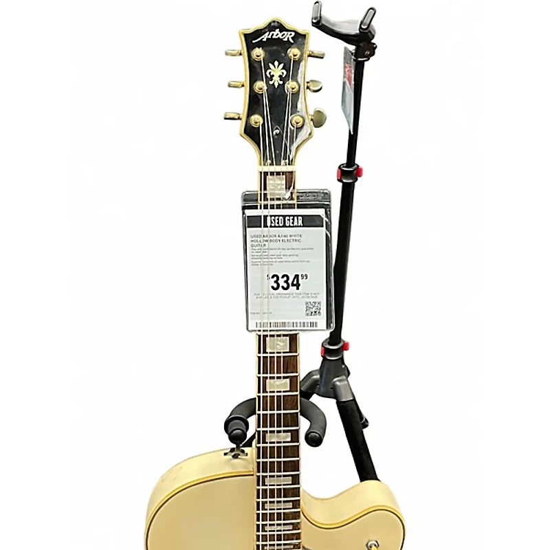 Used Arbor AJ140 White Hollow Body Electric Guitar
