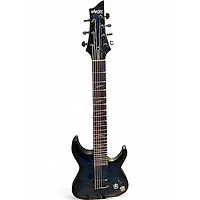 Used Schecter Guitar Research Omen Elite 7 See-Thru Blue Burst Solid Body Electric Guitar
