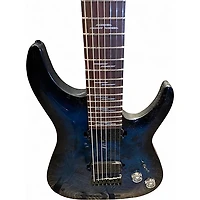 Used Schecter Guitar Research Omen Elite 7 See-Thru Blue Burst Solid Body Electric Guitar