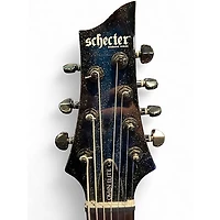 Used Schecter Guitar Research Omen Elite 7 See-Thru Blue Burst Solid Body Electric Guitar