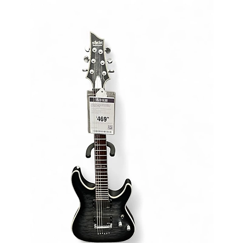 Used Schecter Guitar Research C1 Platinum Trans Black Solid Body Electric Guitar
