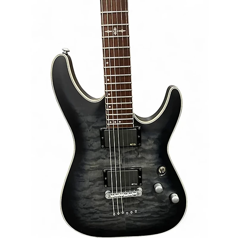 Used Schecter Guitar Research C1 Platinum Trans Black Solid Body Electric Guitar