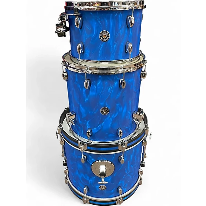 Used Gretsch Drums 3 Piece Catalina Blue Acid Swirl Drum Kit
