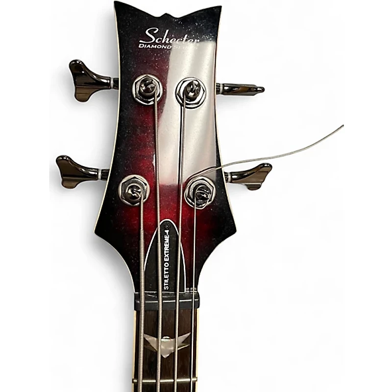 Used Schecter Guitar Research Stiletto Extreme 4 String Red Electric Bass Guitar